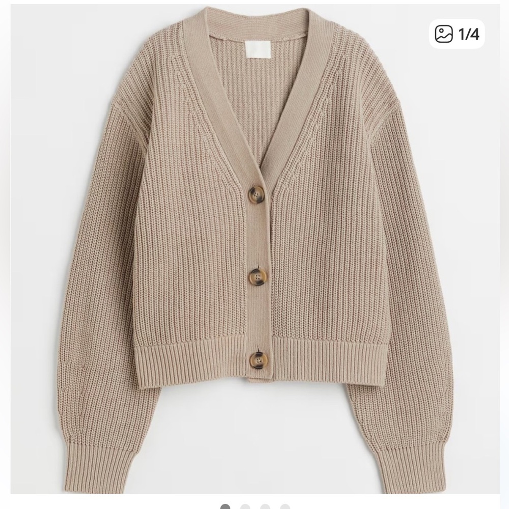 H&M Taupe Button-Up Cardigan